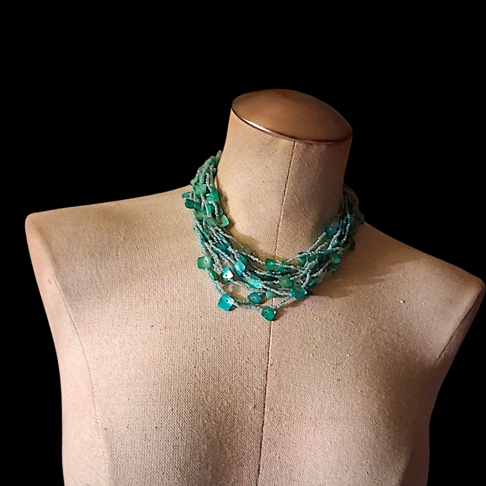 Turquoise Multi-Strand Beaded Necklace
